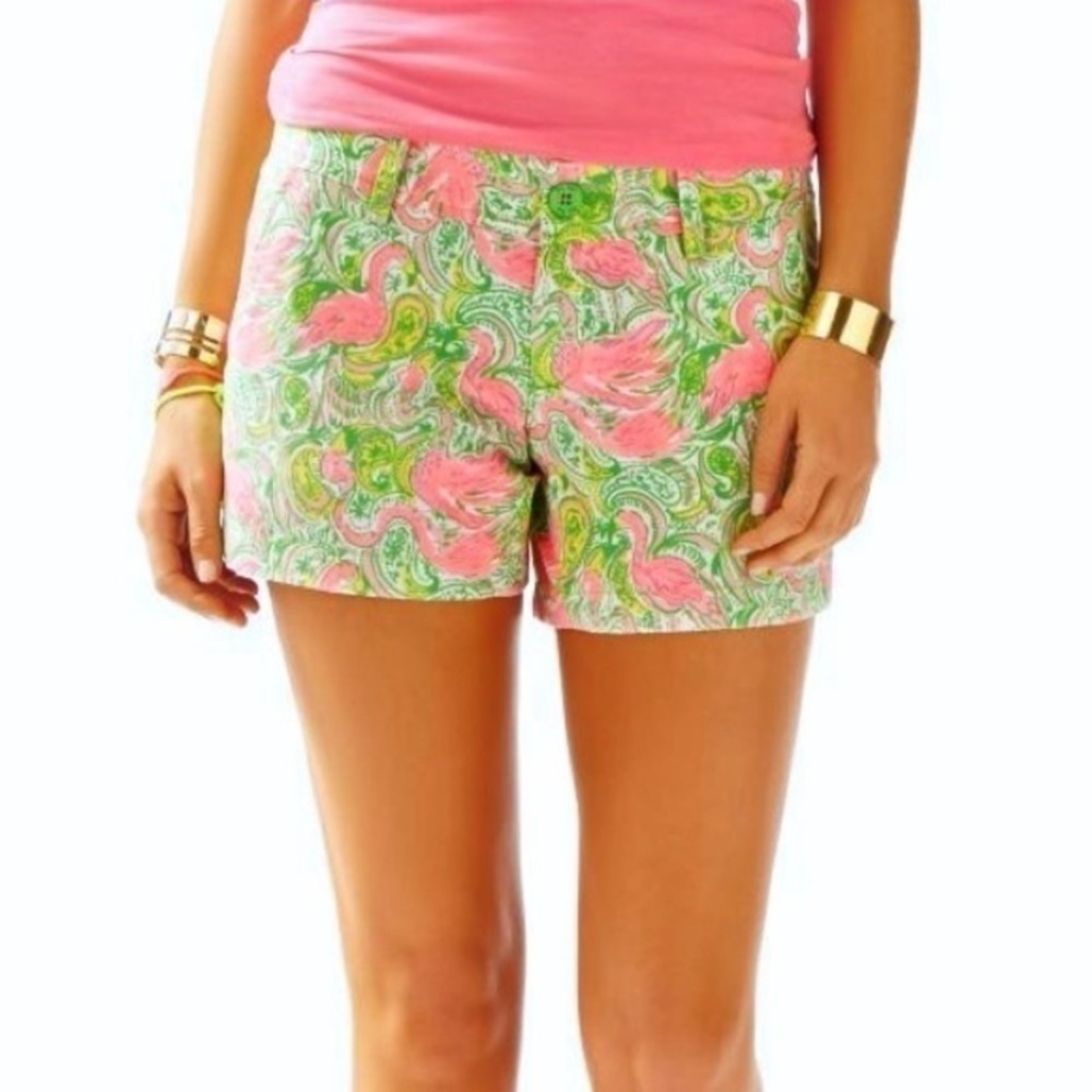 Lilly Pulitzer Callahan Shorts Pink Flamingo Floral 5"